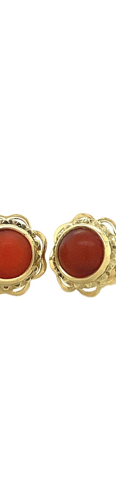 Vintage 14K Gold Stud Earrings with Red Coral